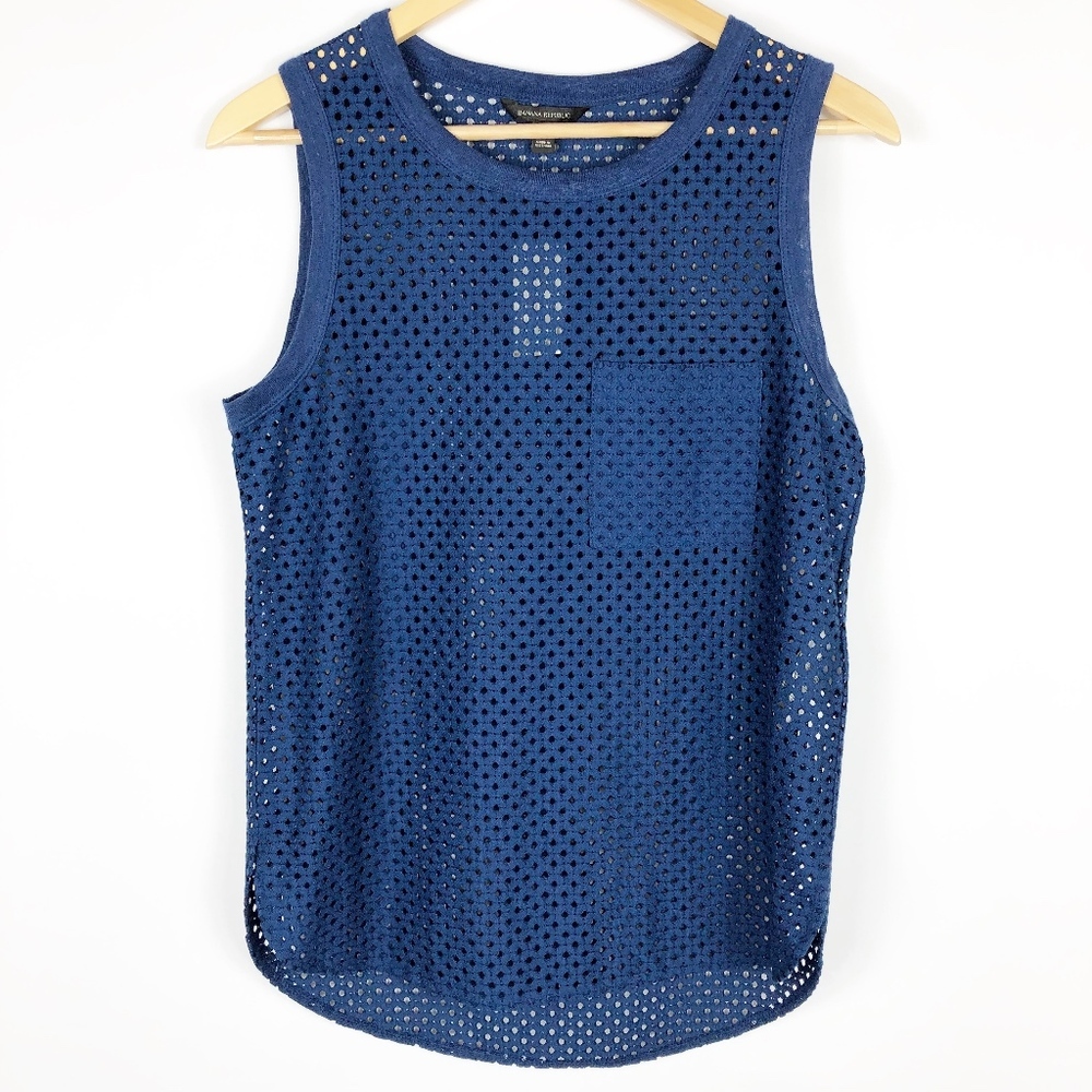 Banana Republic Navy Mesh Top NWT Size S